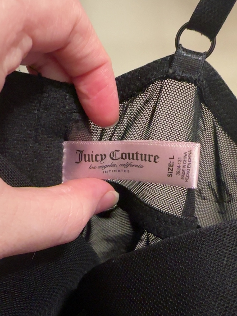 Juicy Couture Black Sheer Lace-Logo Babydoll Chemise - Picture 2 of 3